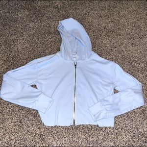 light blue cropped zip up hoodie